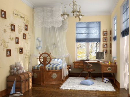 Интерьер детской комнаты. Комната, стилизованная под путешествия