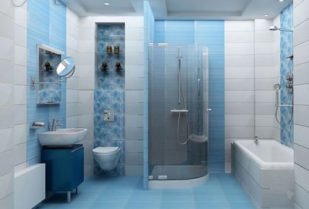 Інтер'єр ванної кімнати: блакитний колір
